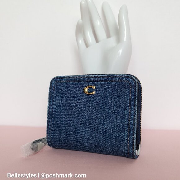 COACH Billfold Small Wallet in Denim -Deep Blue color ⭐ - Picture 4 of 16